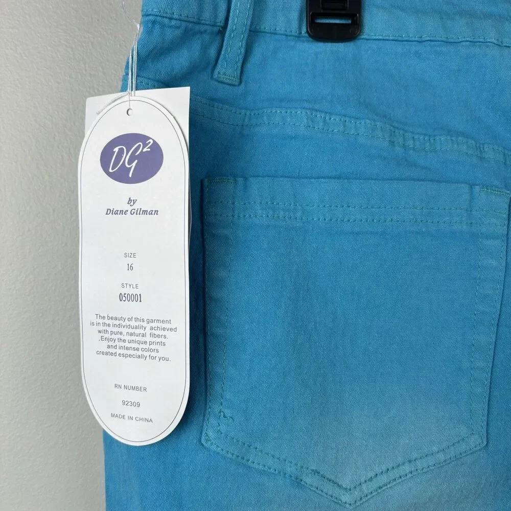 NWT DG2 Diane Gilman Jeans Women 16 30x40 SkyBlue Cotton Stretch Bootcut - Picture 4 of 10
